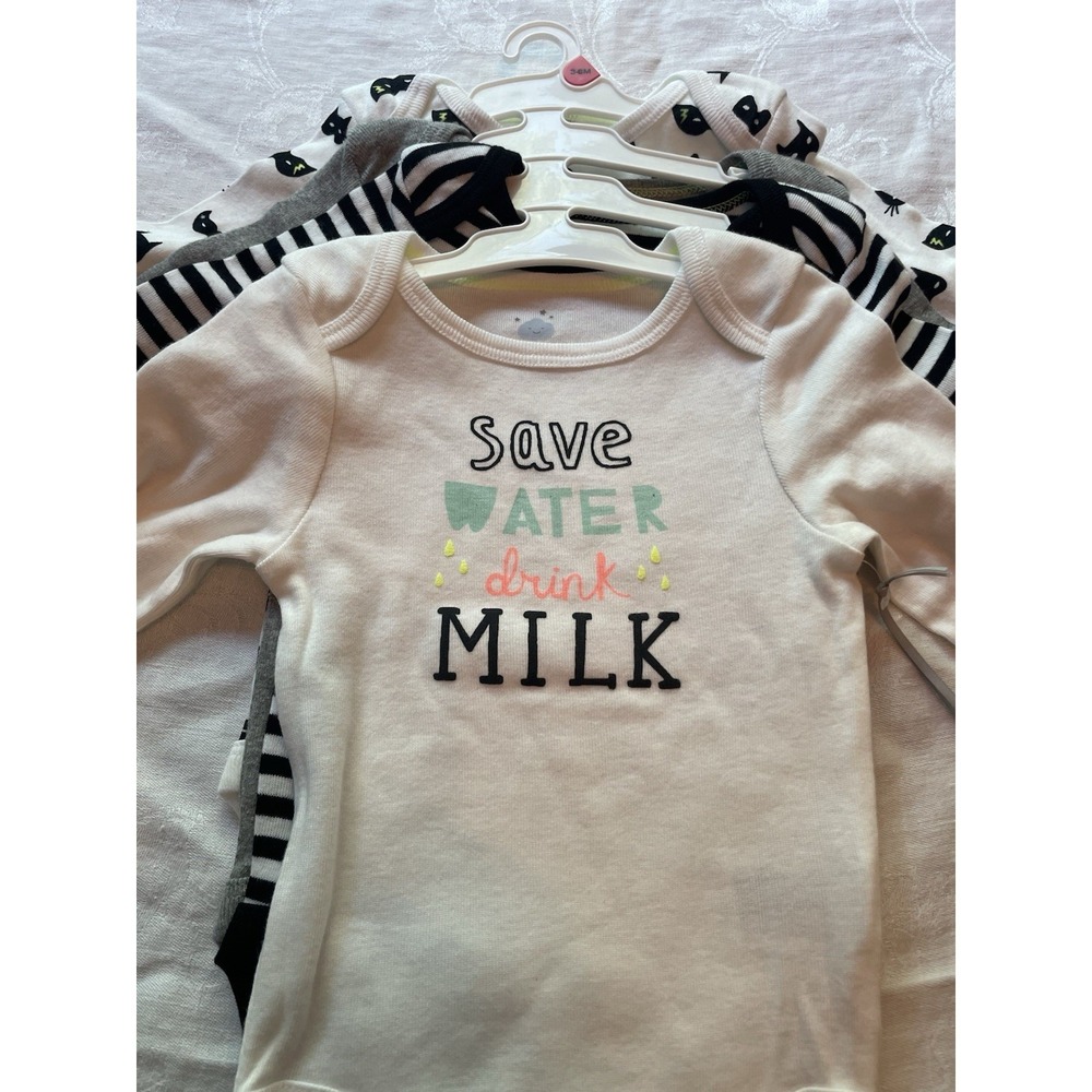 4-pk Cloud Island Baby Long Sleeve Bodysuits 3-6 Mth